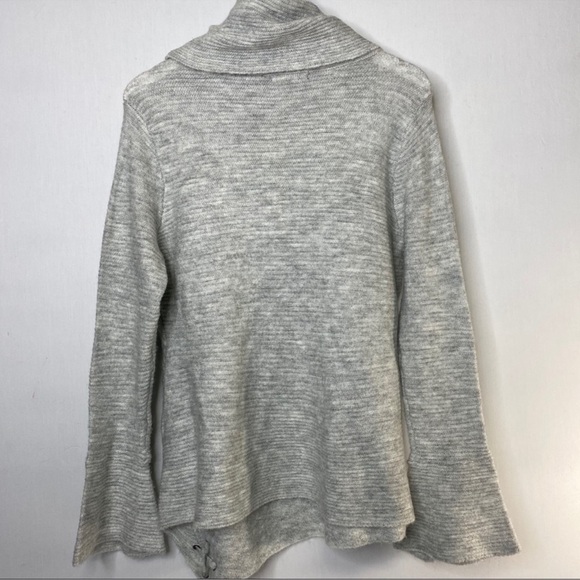 Heather b Ivory Textured Cowl Neck Long Split Sleeve Criss Cross Tunic S… - Picture 4 of 9